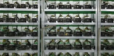 Modern quiet crypto mining farm with soundproofed environment